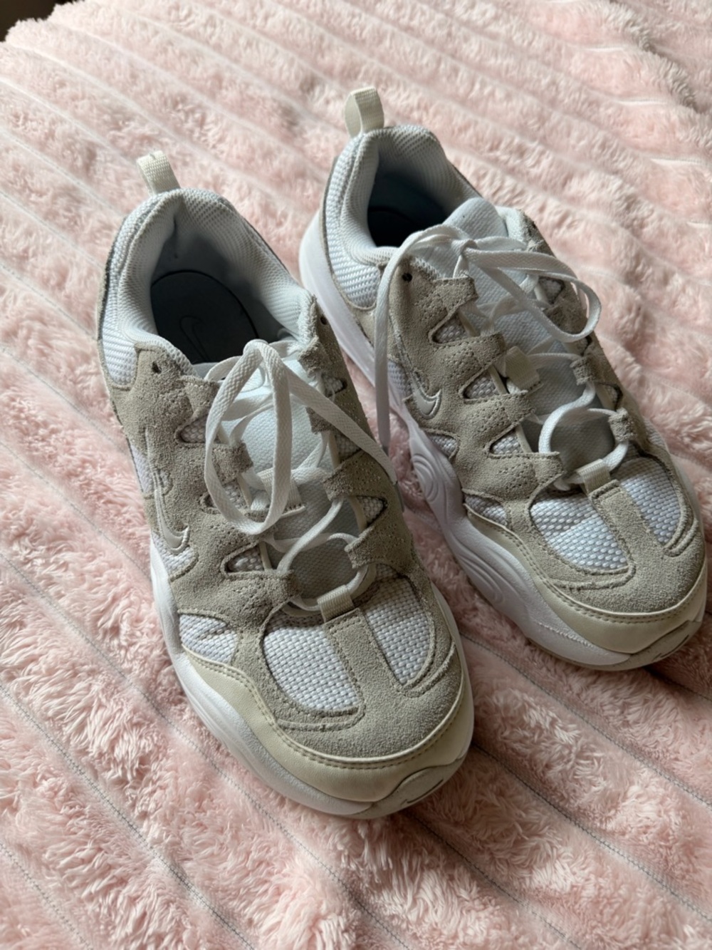 Nike Women's Suede & Mesh Lace-Up Sneakers - Beige White